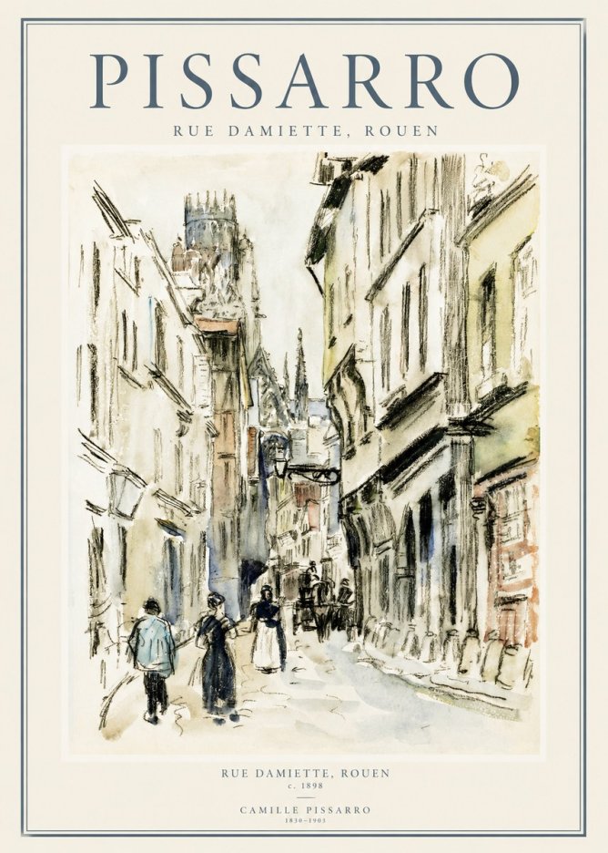 Pissarro Rue Damiette, Rouen No1 - Plakát