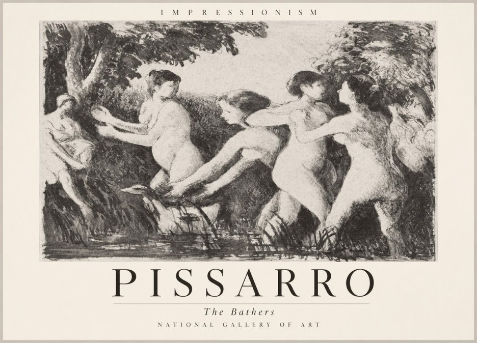 Pissarro The Bathers No2 - Plakát