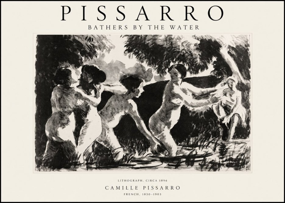 Pissarro Bathers by the Water No1 - Plakát