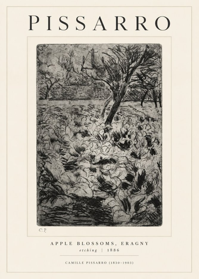 Pissarro Apple Blossoms, Eragny No1 - Plakát