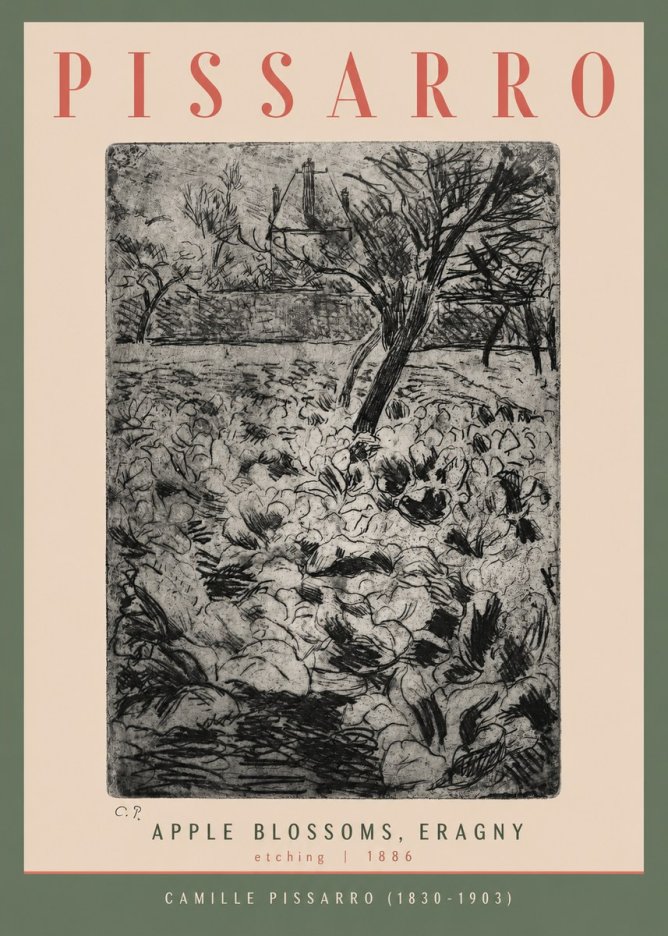 Pissarro Apple Blossoms, Eragny No2 - Plakát