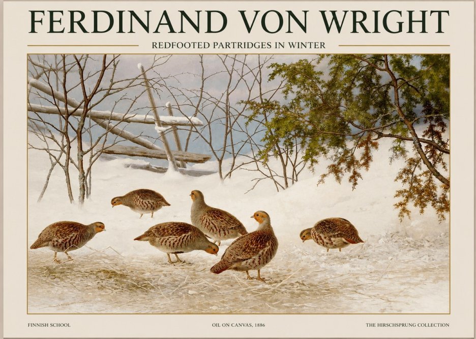 Ferdinand von Wright Redfooted Partridges in Winter No1 - Plakát