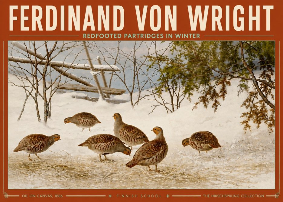 Ferdinand von Wright Redfooted Partridges in Winter No5 - Plakát