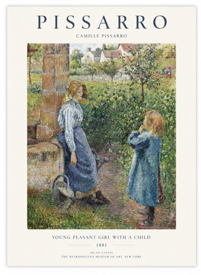 Pissarro Young Peasant Girl with a Child No1 - Plakát