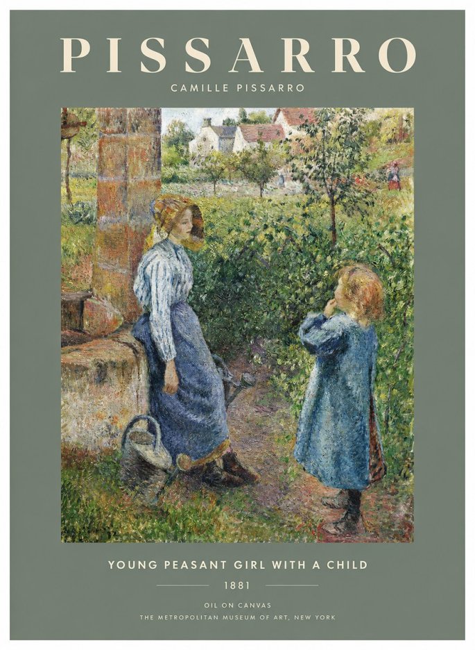 Pissarro Young Peasant Girl with a Child No2 - Plakát