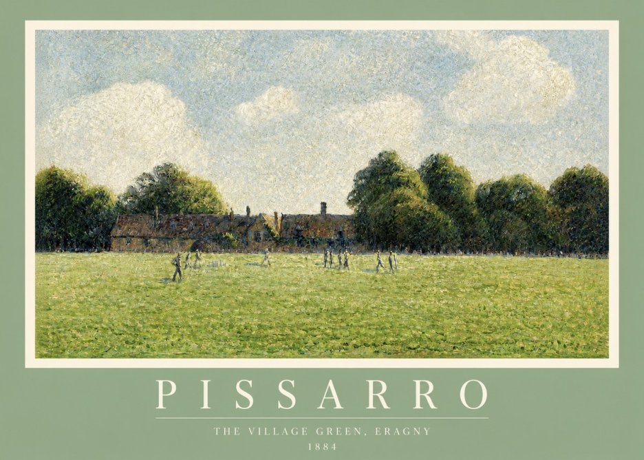 Pissarro The Village Green, Eragny No2 - Plakát