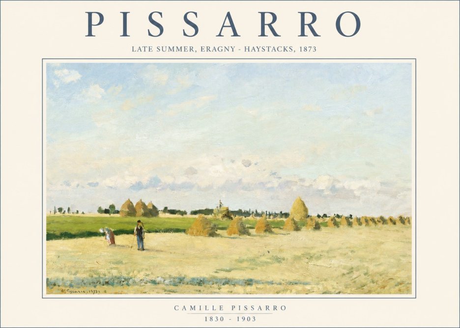 Pissarro Landscape with Haystacks, 1873 No2 - Plakát