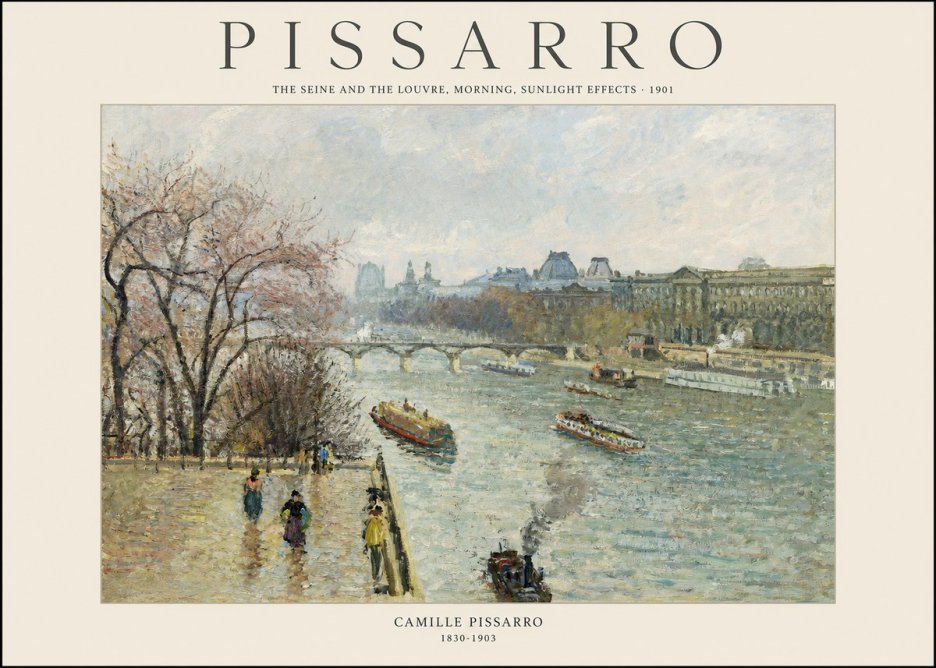 Pissarro The Seine and the Louvre, Morning, Sunlight Effects - 1901 No1 - Plakát