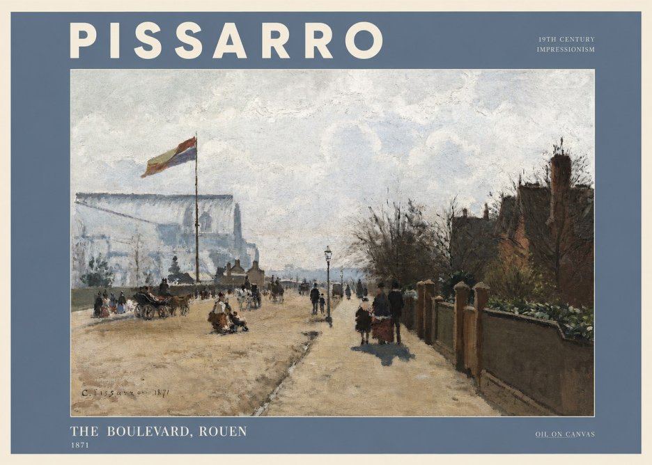 Pissarro The Boulevard, Rouen No2 - Plakát