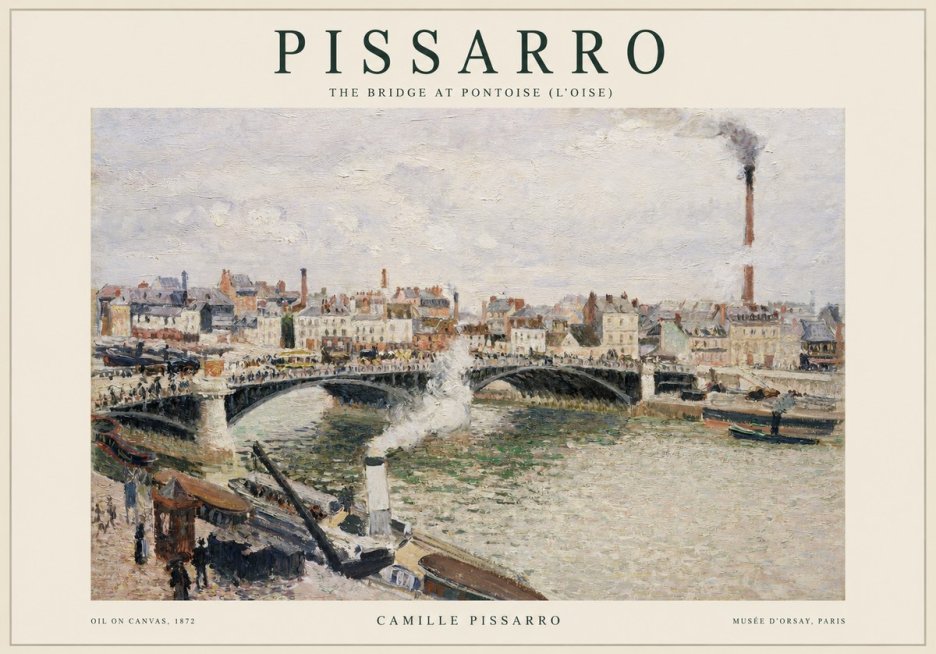 Pissarro The Bridge at Pontoise (L'oise) No1 - Plakát