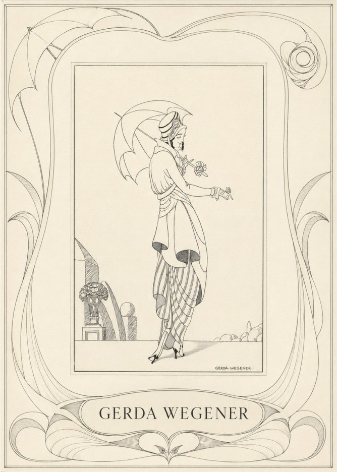 Gerda Wegener Elegant Figure with Parasol No3 - Plakát