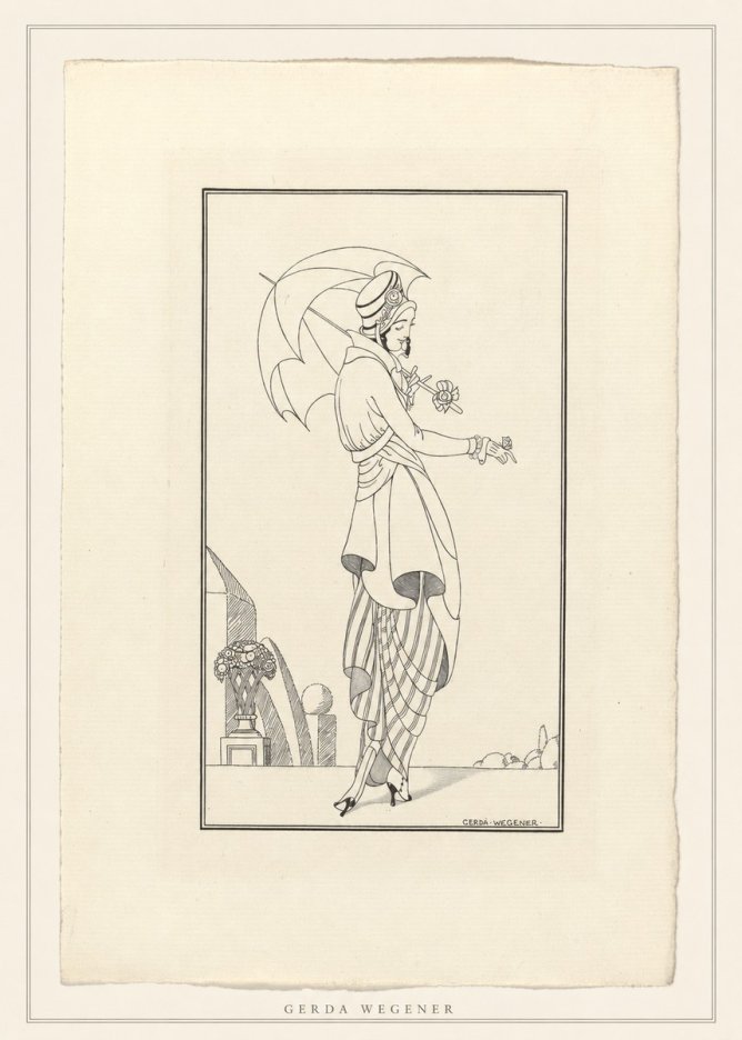 Gerda Wegener Elegant Figure with Parasol No4 - Plakát