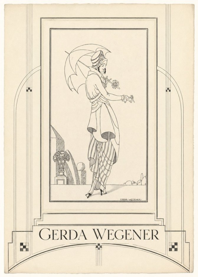 Gerda Wegener Elegant Figure with Parasol No6 - Plakát