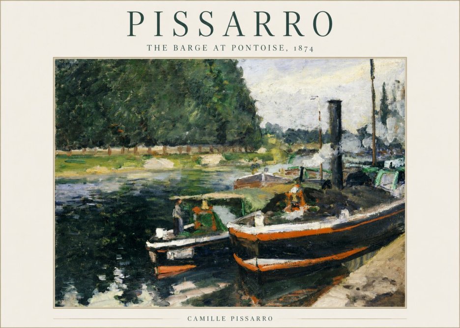 Pissarro The Barge at Pontoise, 1874 No1 - Plakát