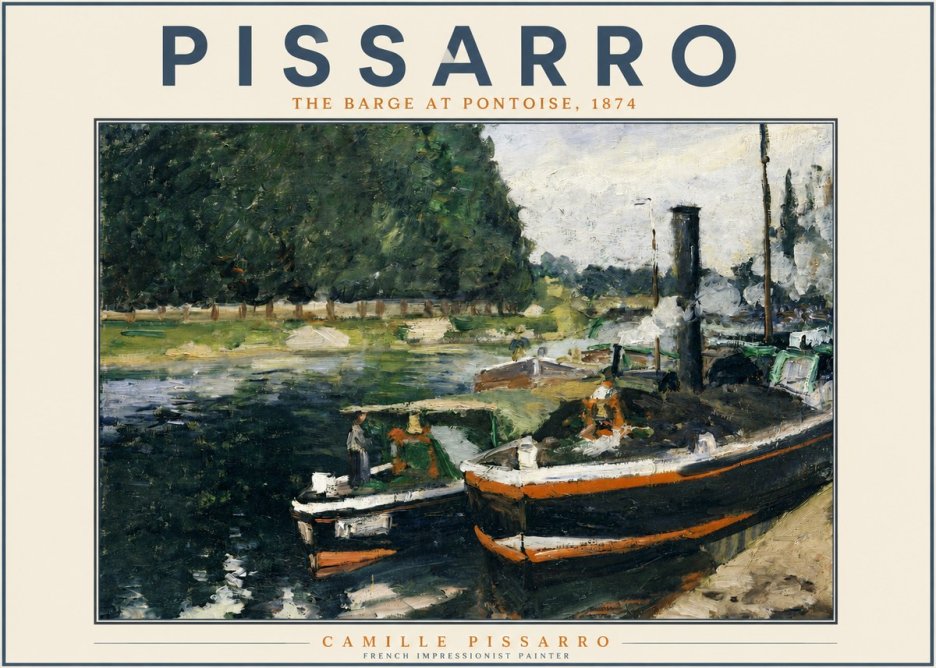 Pissarro The Barge at Pontoise, 1874 No2 - Plakát