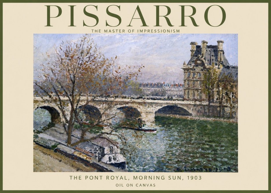 Pissarro The Pont Royal and the Louvre. Morning, 1903 No2 - Plakát