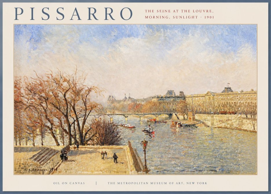 Pissarro The Seine at the Louvre, Morning, Sunlight - 1901 No2 - Plakát
