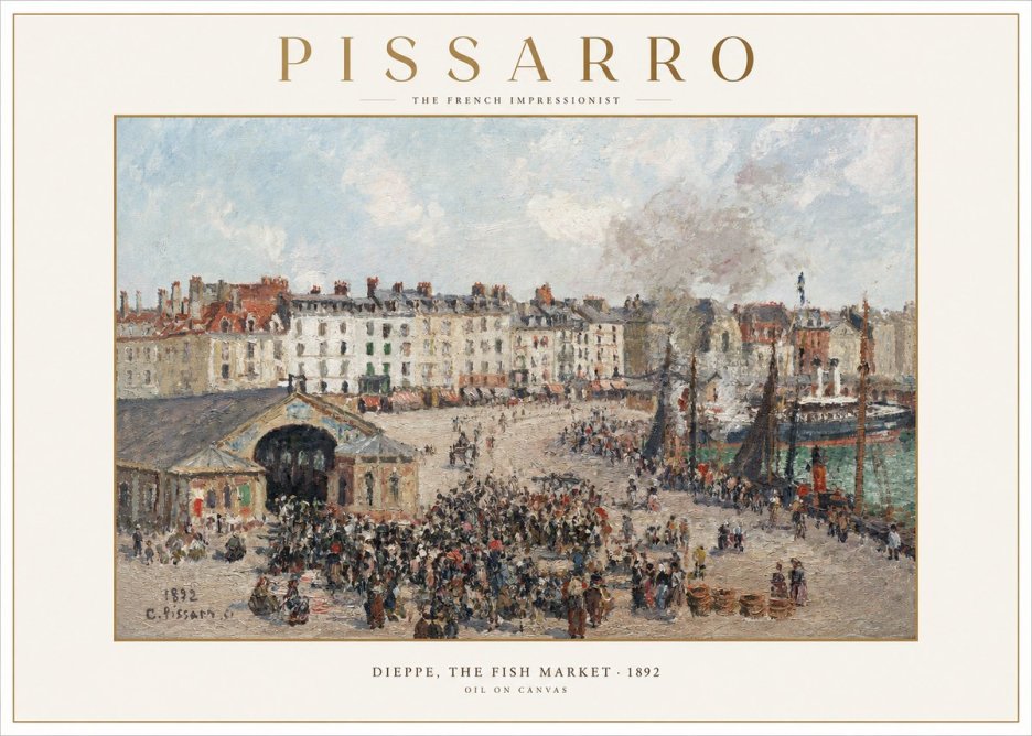 Pissarro Dieppe, the Fish Market No1 - Plakát