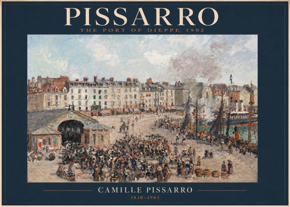Pissarro Dieppe, the Fish Market No2 - Plakát