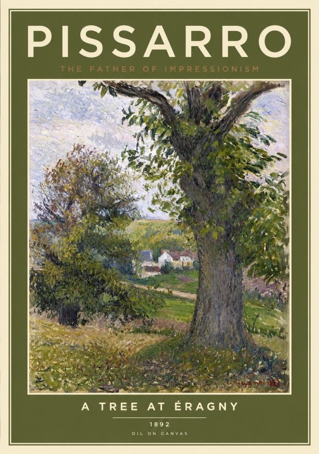 Pissarro The Oak at Éragny No2 - Plakát