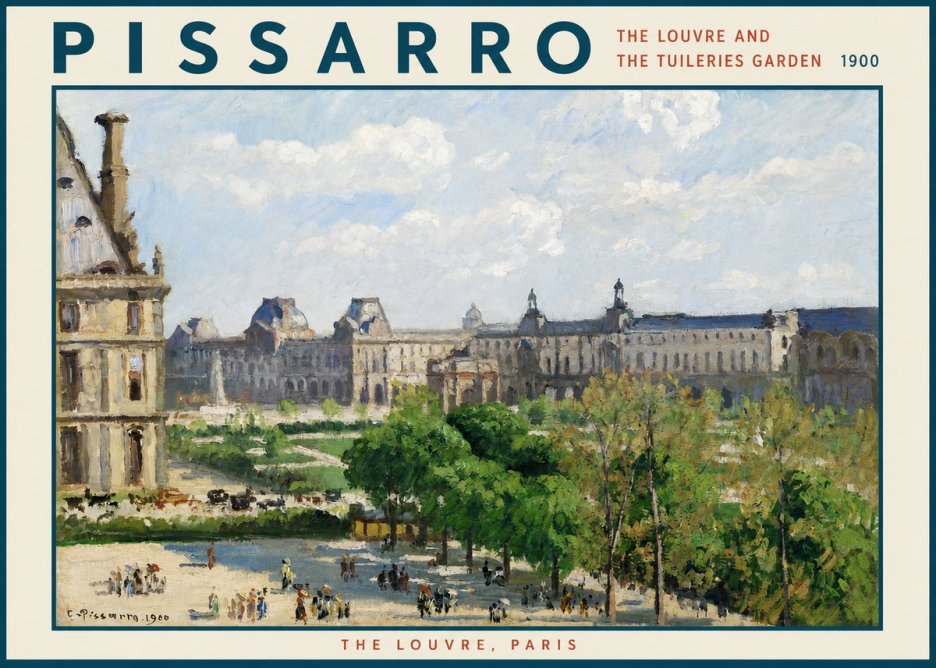 Pissarro The Louvre and the Tuileries Garden No2 - Plakát
