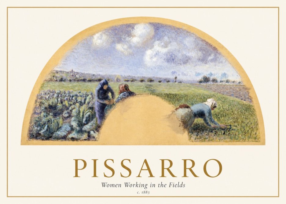 Pissarro Women Working in the Fields No1 - Plakát