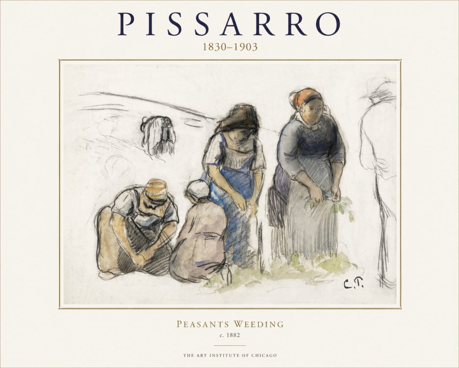 Pissarro Peasants Weeding No1 - Plakát