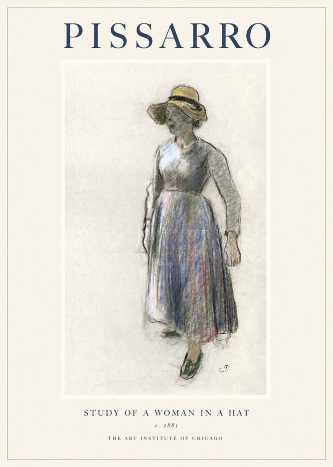 Pissarro Study of a Woman in a Hat No1 - Plakát