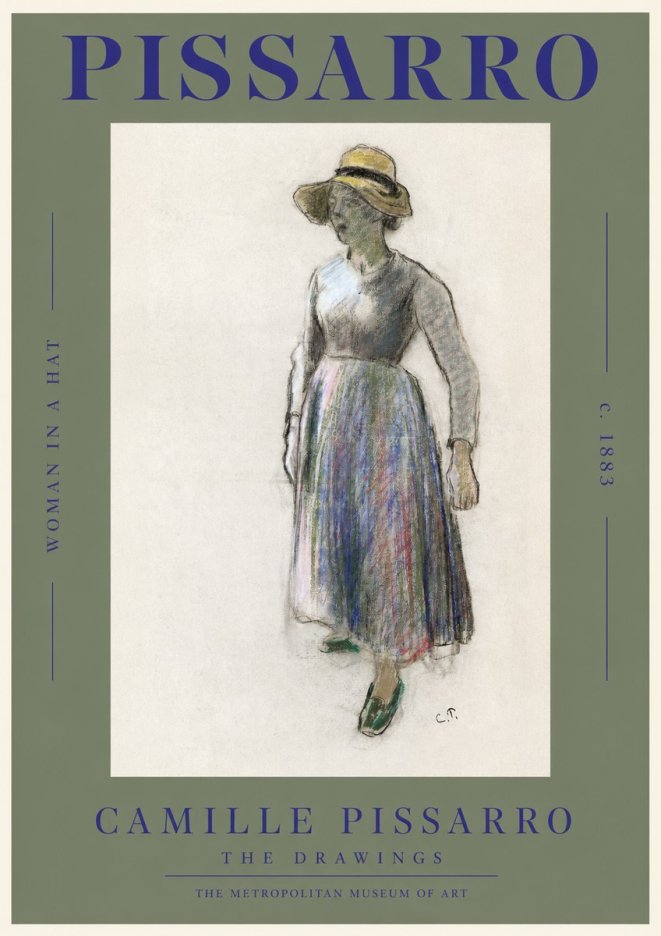 Pissarro Study of a Woman in a Hat No2 - Plakát