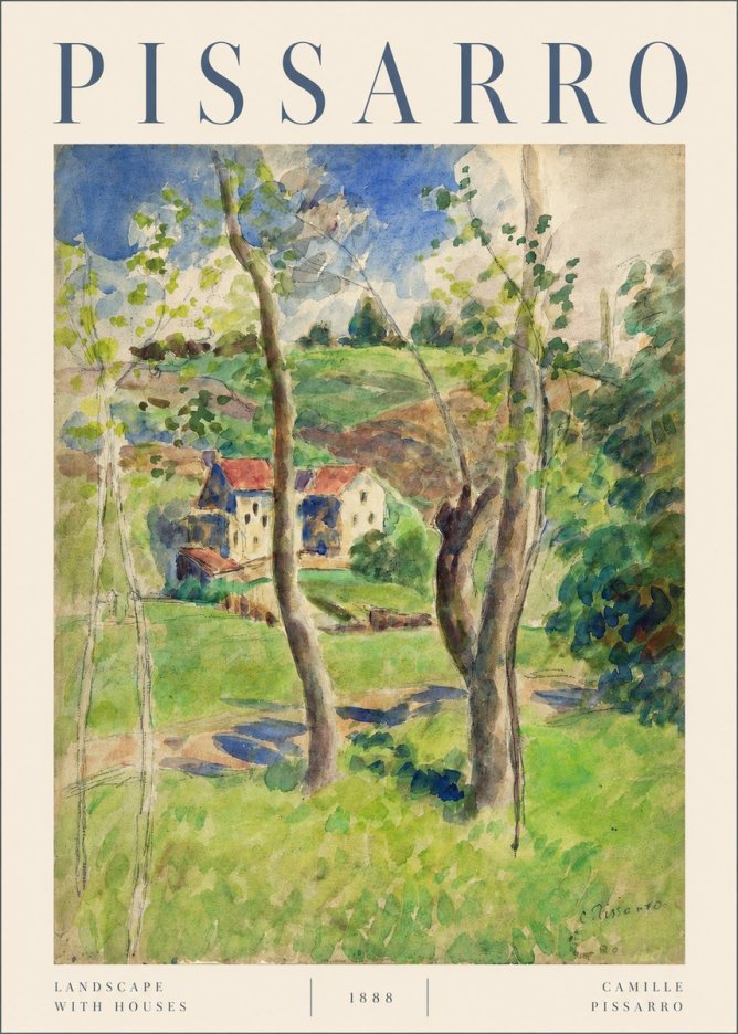 Pissarro Landscape with Houses No3 - Plakát