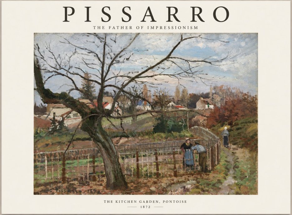 Pissarro The Kitchen Garden, Pontoise No1 - Plakát