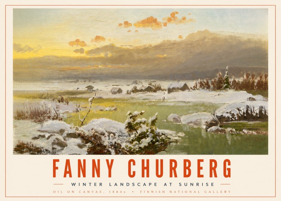 Fanny Churberg Winter Landscape at Sunrise No4 - Plakát