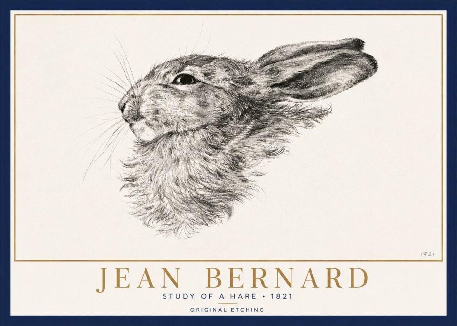 Jean Bernard Study of a Hare No3 - Plakát