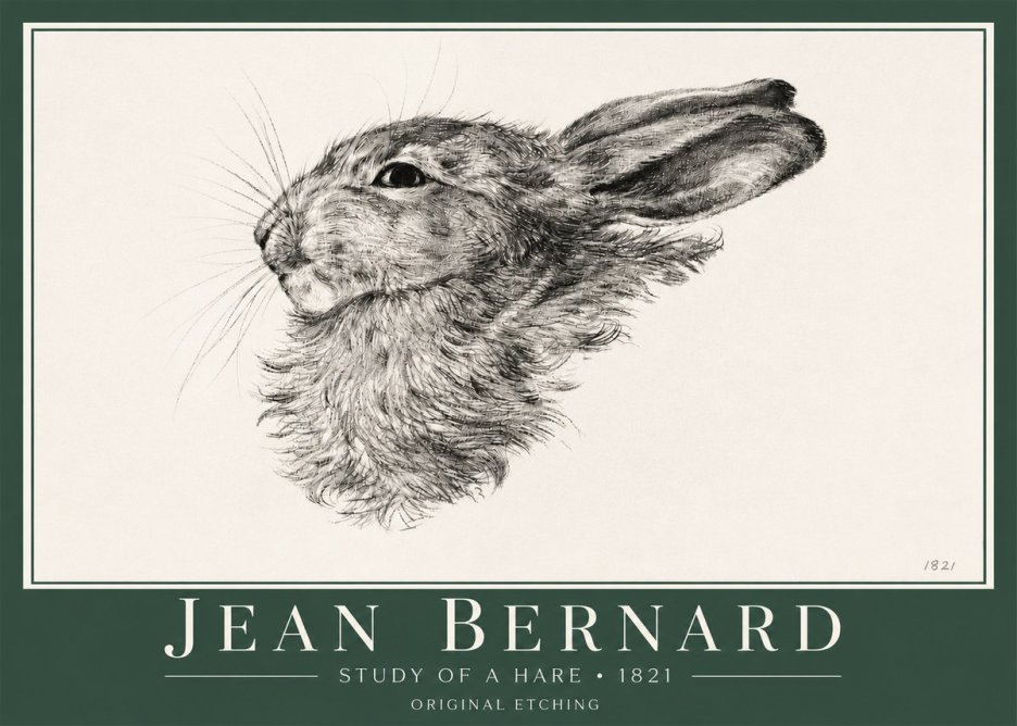 Jean Bernard Study of a Hare No4 - Plakát