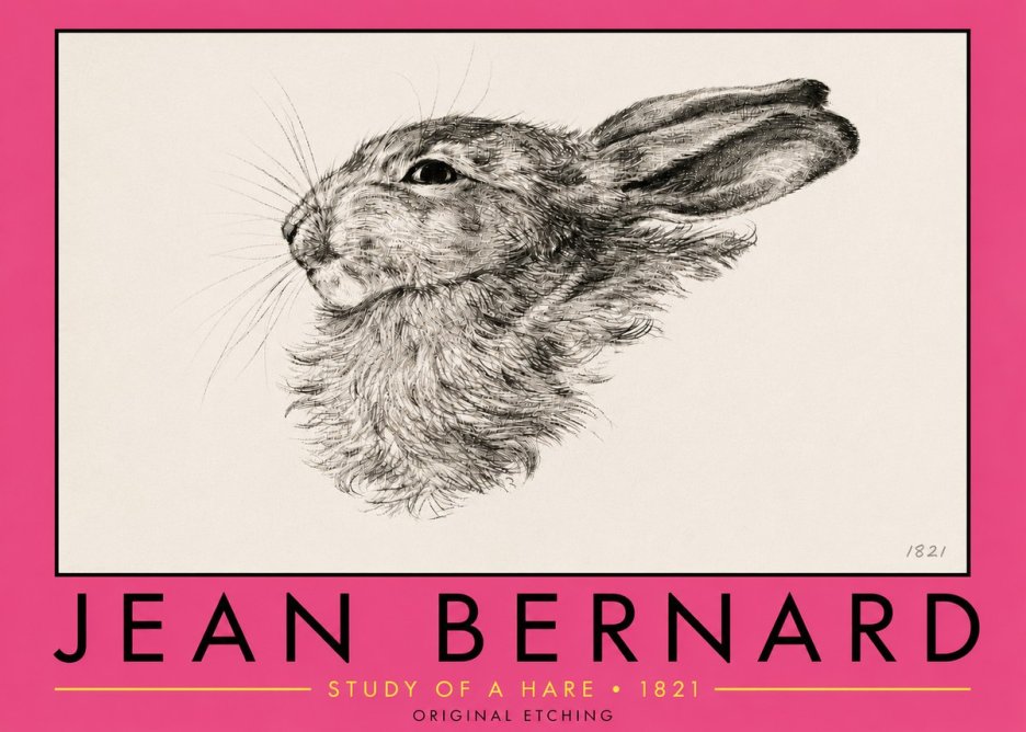 Jean Bernard Study of a Hare No5 - Plakát