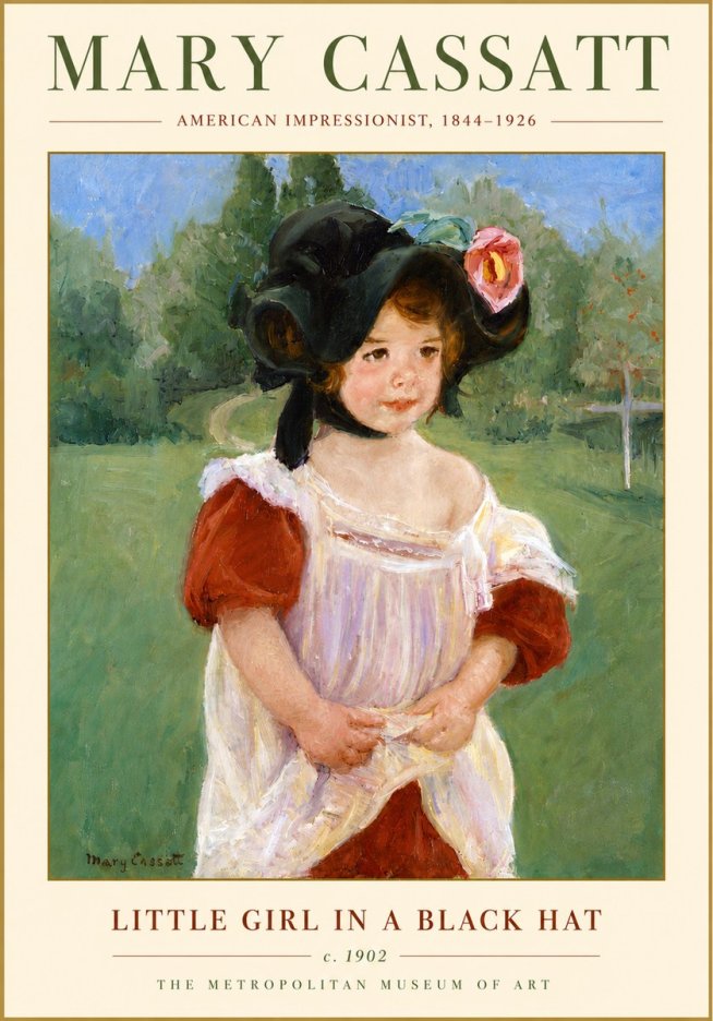 Mary Cassatt Little Girl in a Black Hat No4 - Plakát