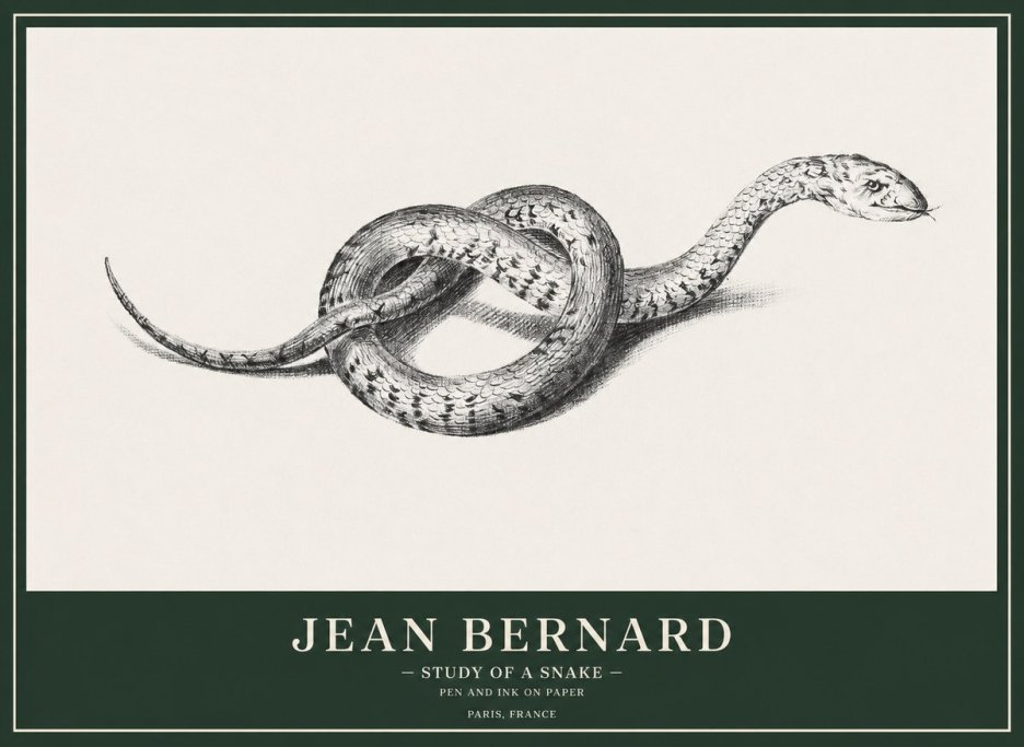 Jean Bernard Study of a Snake No1 - Plakát