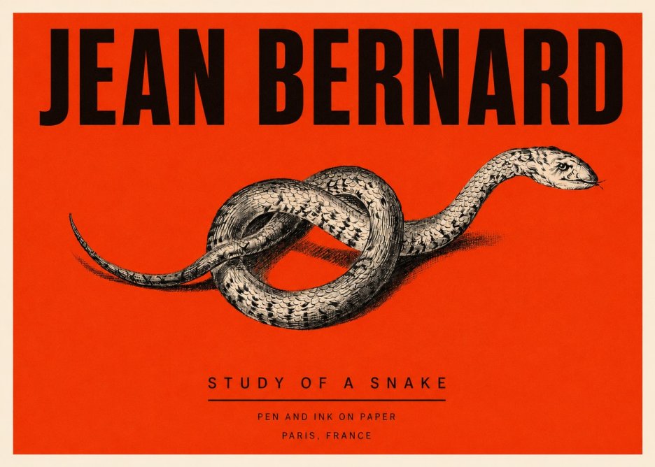 Jean Bernard Study of a Snake No3 - Plakát