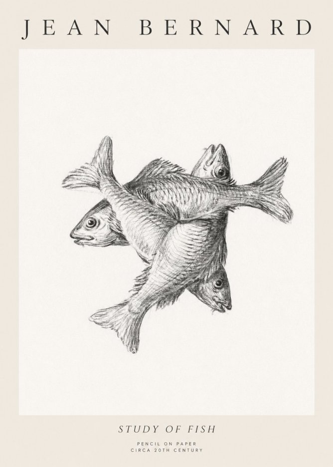 Jean Bernard Study of Fish No1 - Plakát