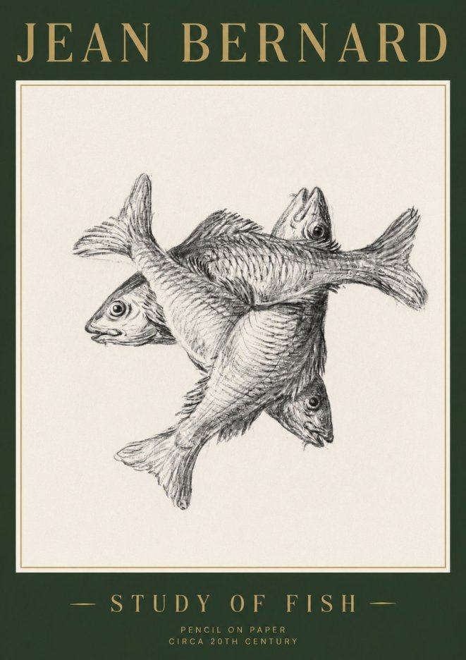 Jean Bernard Study of Fish No3 - Plakát