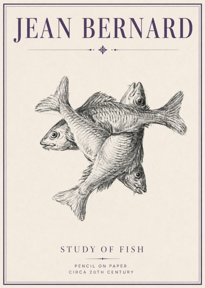 Jean Bernard Study of Fish No4 - Plakát