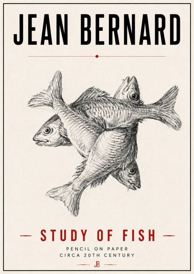 Jean Bernard Study of Fish No6 - Plakát