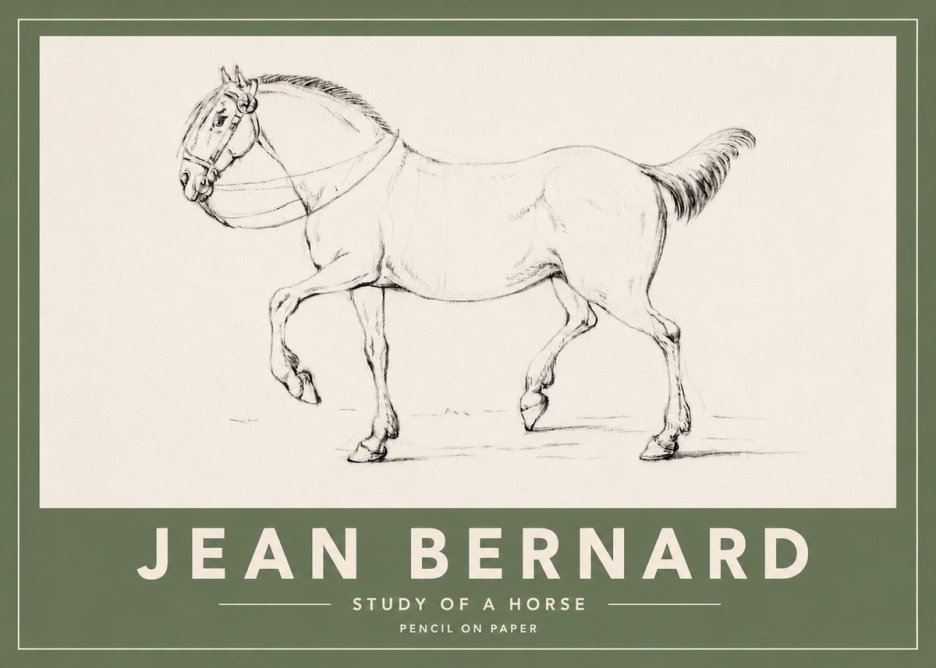 Jean Bernard Study of a Horse XVI No4 - Plakát