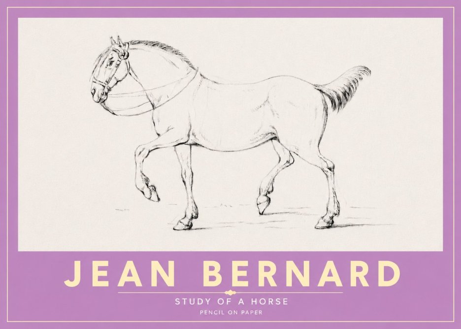 Jean Bernard Study of a Horse XVI No5 - Plakát
