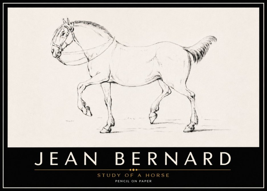 Jean Bernard Study of a Horse XVI No6 - Plakát