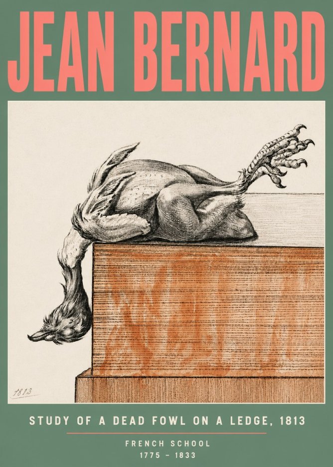 Jean Bernard Study of a Dead Fowl on a Ledge, 1813 No5 - Plakát