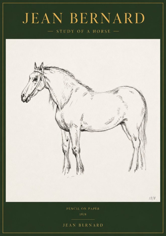 Jean Bernard Study of a Horse XVII No3 - Plakát