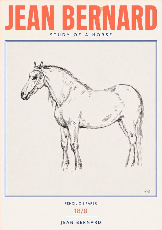 Jean Bernard Study of a Horse XVII No4 - Plakát