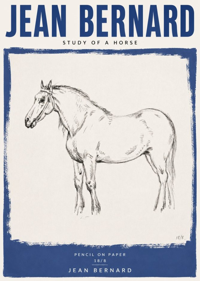 Jean Bernard Study of a Horse XVII No5 - Plakát