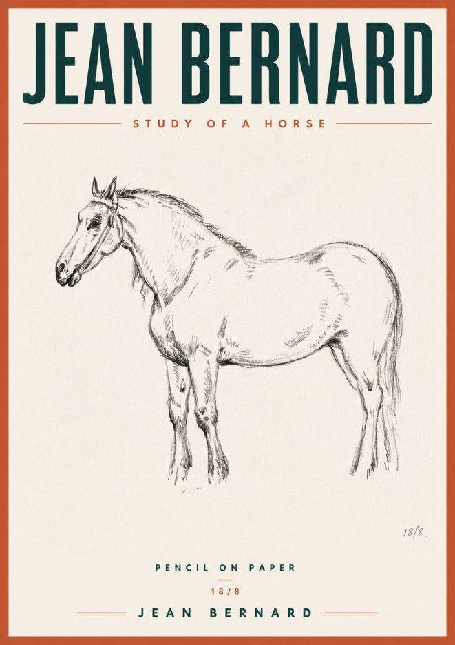 Jean Bernard Study of a Horse XVII No6 - Plakát
